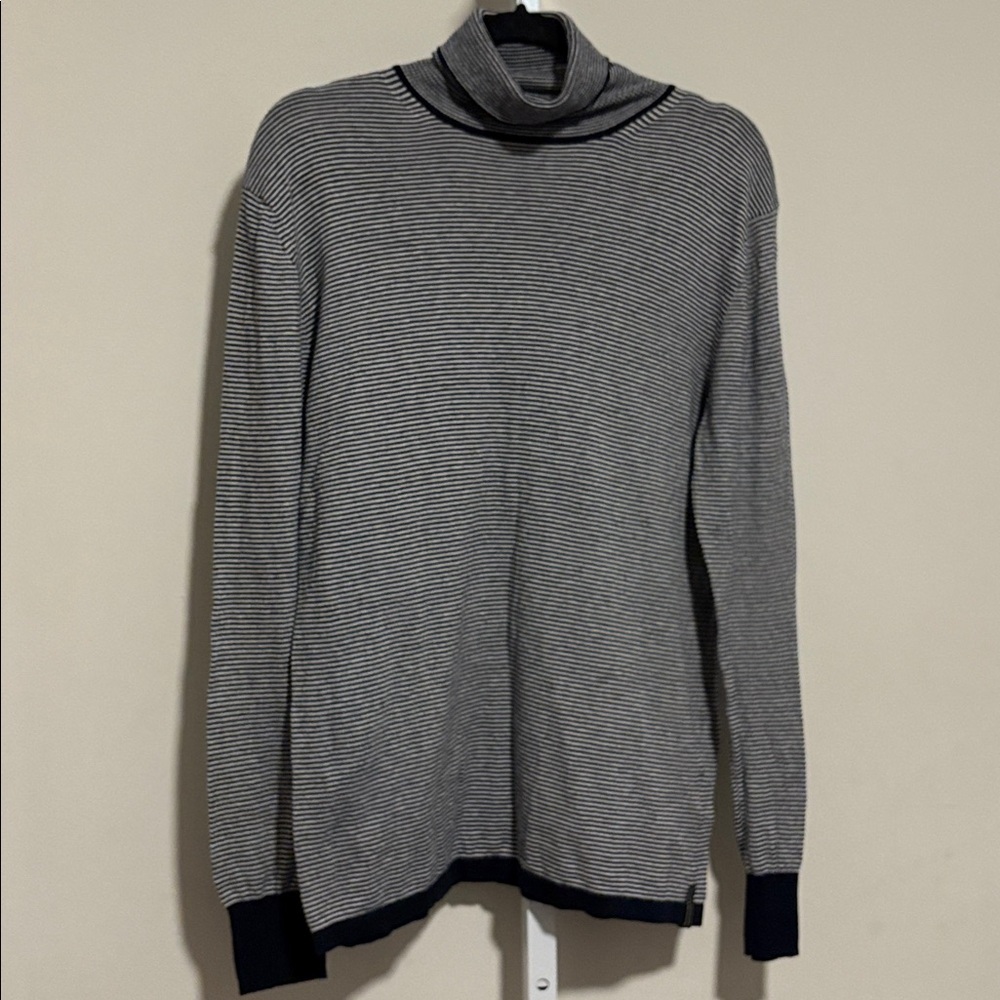 Scotch & Soda Unisex’s Turtleneck Sweater - Black and White Stripes